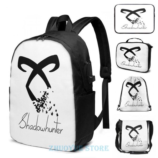 

backpack funny graphic print shadowhunter symbol usb charge men school bags women bag travel laptop