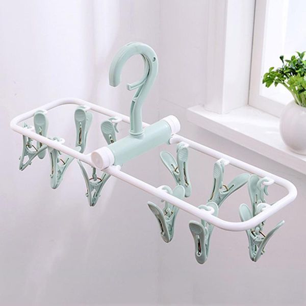 

hangers & racks 12 clips non-slip rotatable household plastic travel foldable hanger drying rack anti-falling bathroom windproof clothes sho