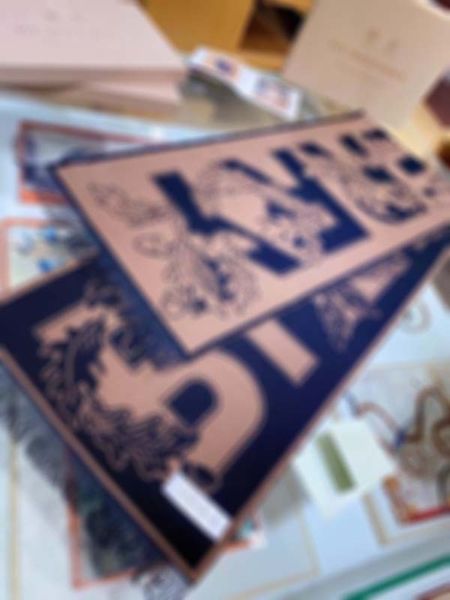 

2021 winter scarf 100% wool double-sided large letter scarves 33*188cm (original fabric) gift for girlfriend, Blue;gray