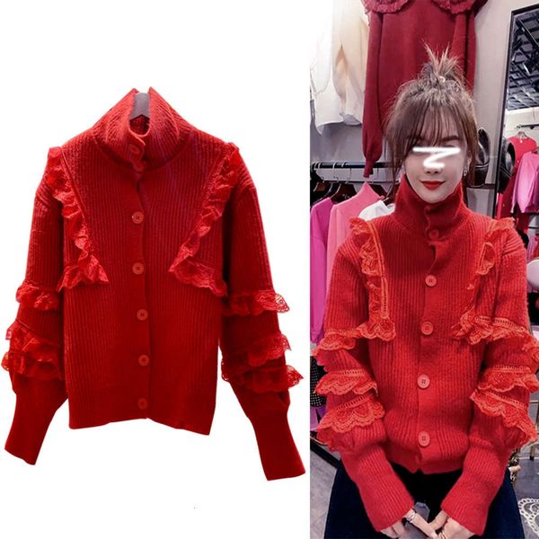 

02683 net red high collar korean style sweater coat loose lazy wind knitting cardigan autumn and winter women, White;black