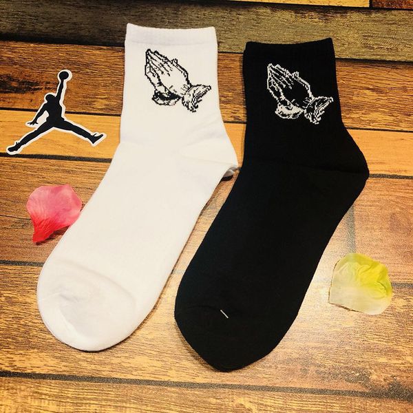 

street hip hop skateboard buddha clapper sports in cotton tube men and women lovers personality stockings cotton socks c0224, Black