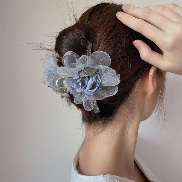 

hair clips & barrettes elegant flower bow mesh crab for women girls dots yarn ribbon holder accessories, Golden;silver