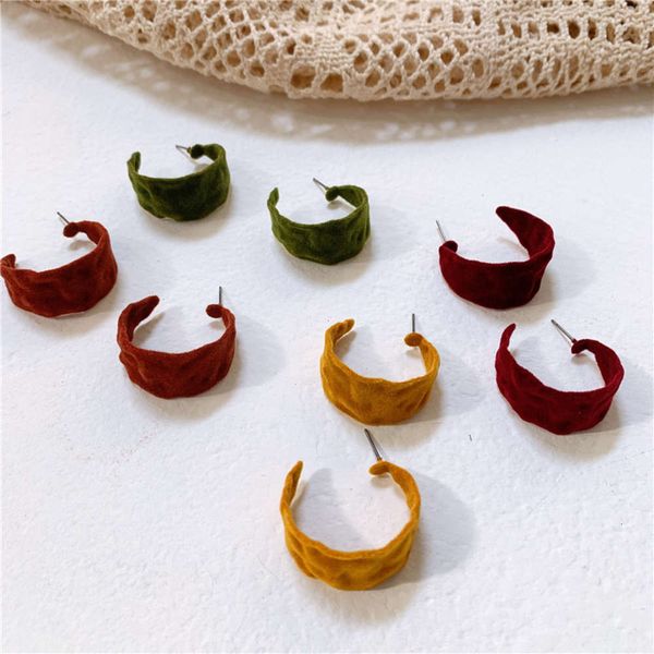 

hbp fashion 2021 winter new net red versatile temperament fog flocking morandi color concave convex earrings, Silver