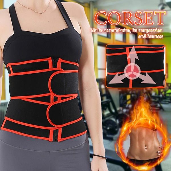 

waist corset women two belts zipper eeduce weight sports bodybuilding tunic corset shapewear trainer sauna sport girdle 40#, Black;gray