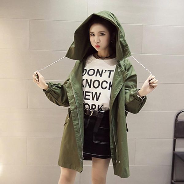 

women's trench coats 2021 womens coat autumn and spring long for women windbreaker hat detachable 18g235d, Tan;black