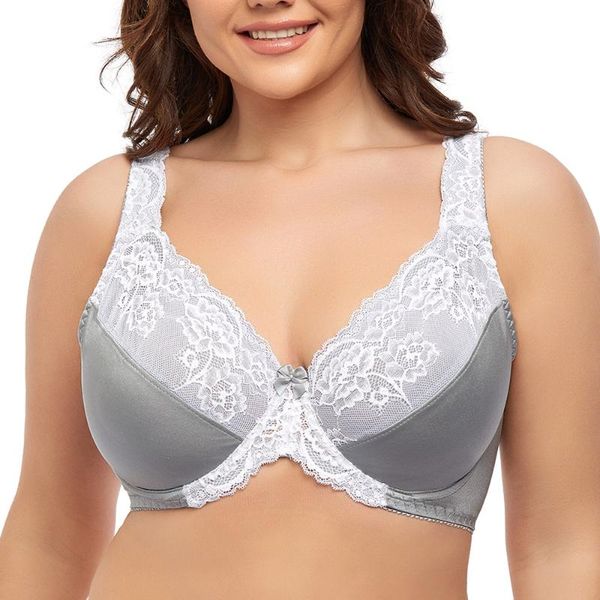 

bras plus size bra women lace c d e f g h i cup non-padded full coverage ultra thin wireless adjusted-straps lingerie, Red;black