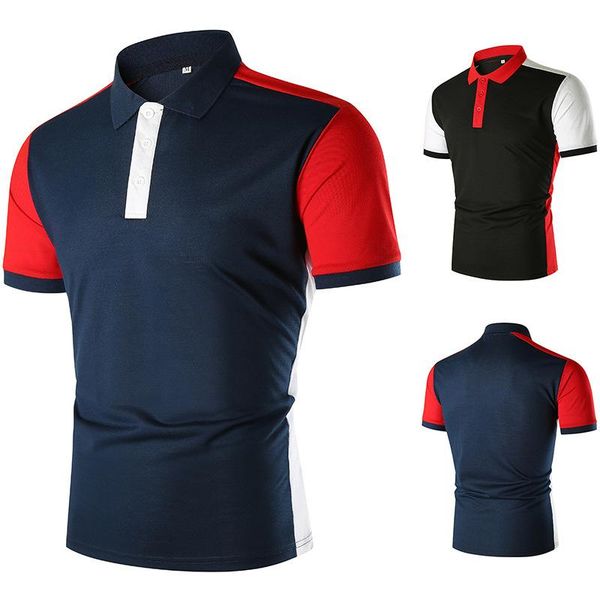 

men's polos 2021 summer short sleeve casual shirt with slim neck and neck, for men, White;black