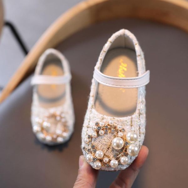 

children fashion shoes infant kids baby girls pearl crystal bling bowknot single princess shoes sandals casual slip, Black
