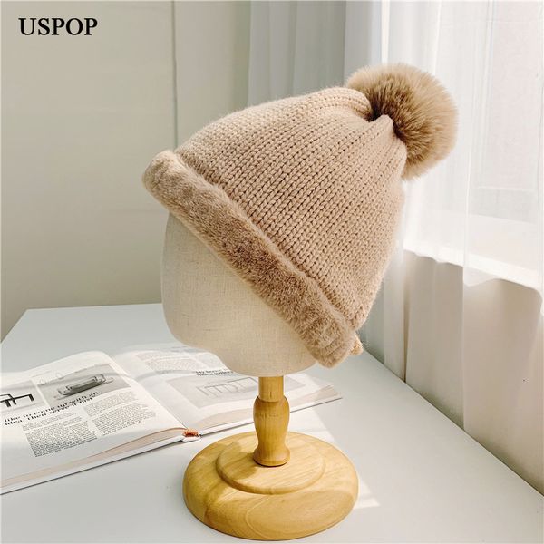

2021 new winter ponytail thick warm velvet linling knitted hats skullies hat beanies 0hrq, Blue;gray