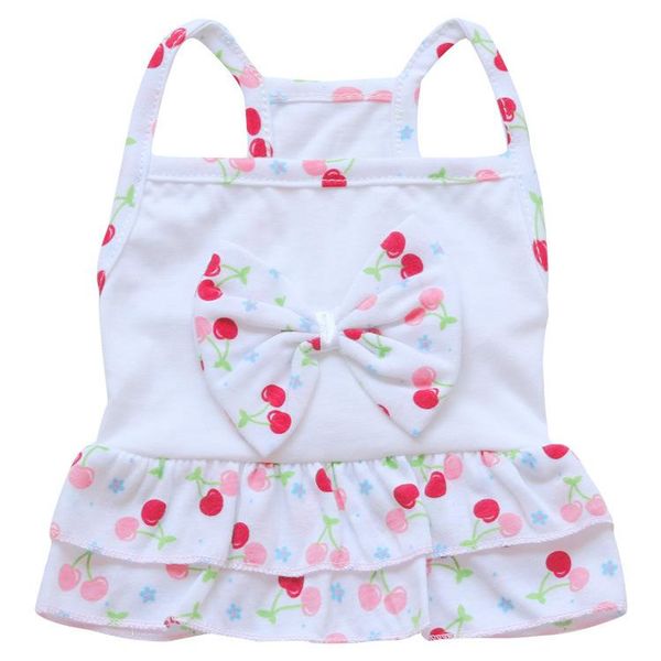 

pet clothing dog clothing cotton print cherry blossom knot halter skirt teddy spring/summer clothes