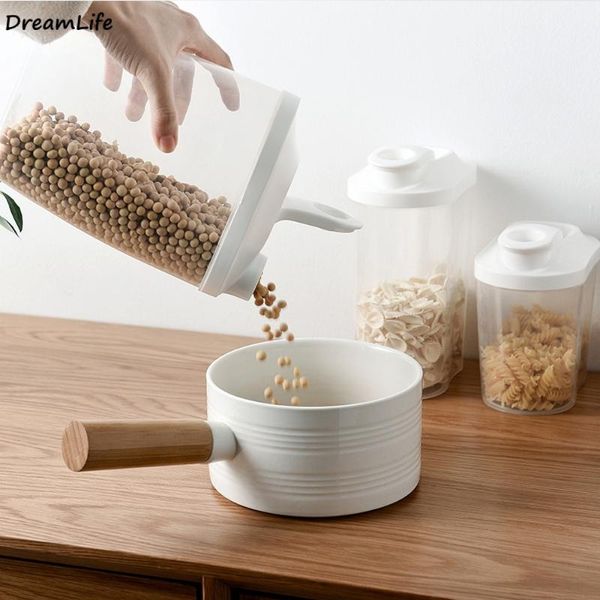 

storage bottles & jars transparent kitchen box japanese-style food dry grains plastic tank sealed