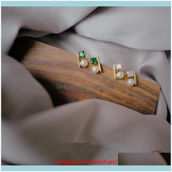

jewelrysterling sier simple zircon pearl stud earrings women luxury temperament wedding party 14k gold jewelry girlfriend gift drop delivery, Golden;silver