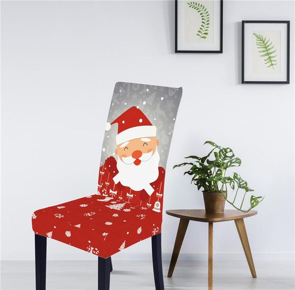

chair covers christmas cover happy santa claus snowman reindeer dining printed seat mat for home party decor decoration
