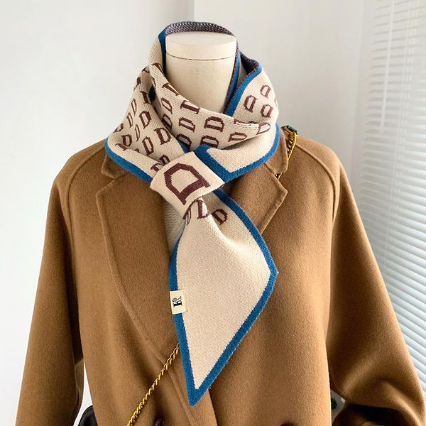 

scarves winter knitted wool scarf women pashmina lady stoles female warm shawls and wraps thick blanket luxury foulard bandana, Blue;gray