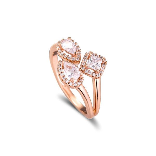 

cluster rings ckk silver 925 jewelry rose geometric shapes ring for women fashion gift original sterling, Golden;silver