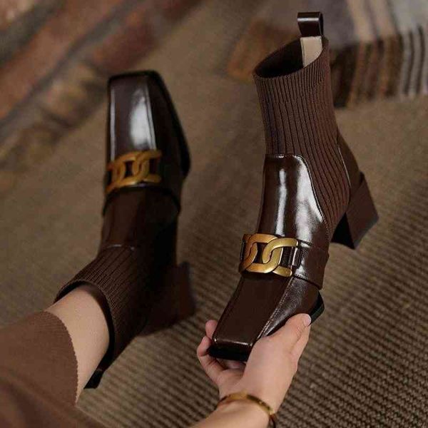 

dress shoes estilo retro quadrado malha elÃ¡stica botas de salto mÃ©dio moda tornozelo couro patente com saltos grossos marten u7fe, Black