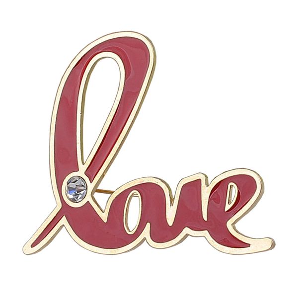 

letter love rhinestone pink ribbon brooch brooch jewelry, Gray