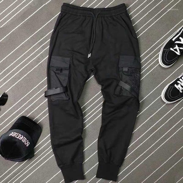 

men's cool designer jeans slim stretch jump jogging pants men, Black