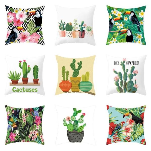 

cushion/decorative pillow tropical plants cushion cover cactus parrots pattern polyester throw pillows home decor sofa living room decorativ
