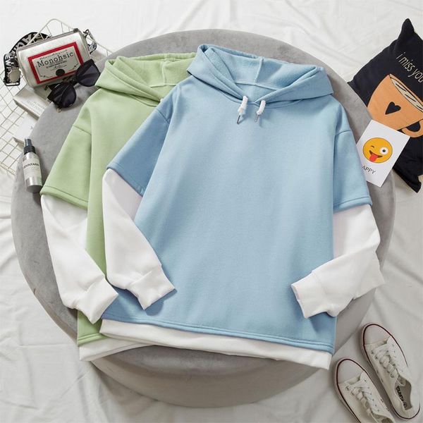 

women's hoodies & sweatshirts color block hoodie oversized sweatshirt men and women kawaii harajuku warm pullover drawstring plus size, Black