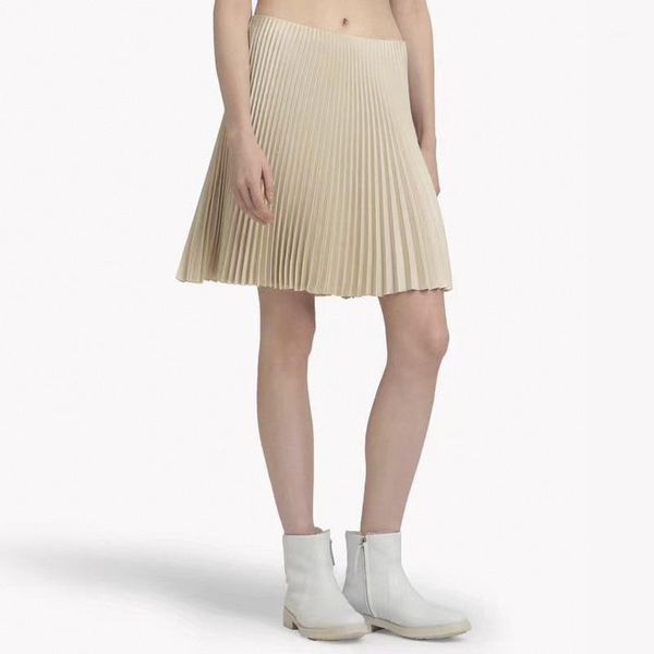 

skirts polyester white pleated short women skirt, Black