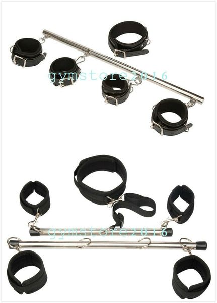 Set di sistemi di bondage per letto schiavo Set di barre per imbragatura a gamba aperta Manette per polsini per caviglia Ritenzione per aiuti sessuali #65