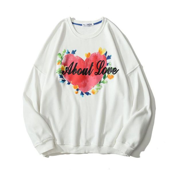 

men's hoodies & sweatshirts hip hop heart printing streetwear mens harajuku fashion casual pullover hipster coats round neck, Black