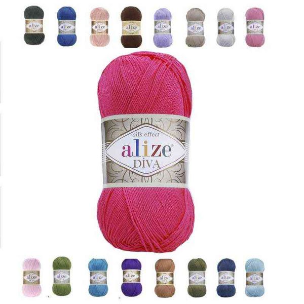 1 pc Alize Diva Fio 100gr-350mt 0 Microfiber Acrílico DIY DIY Crochet Soft Summer Lace Bikini Swimsuit Fino Feito em Turquia Y211129