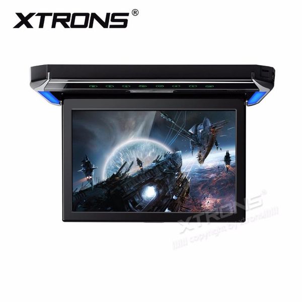 

car video xtrons 12.1" high resolution 1080p digital tft monitor wide screen ultra-thin roof mounted hdmi usb sd aux ir fm