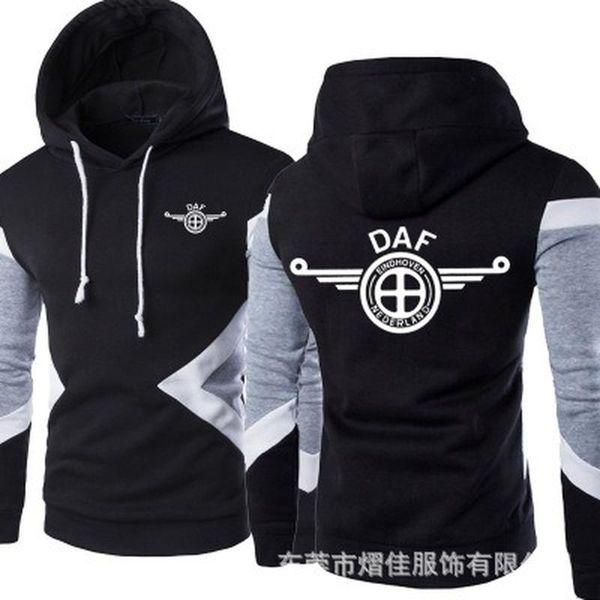 

men's hoodies & sweatshirts 2021 daf logo spring autumn fashion men pullover patchwork casual cotton clothing, Black