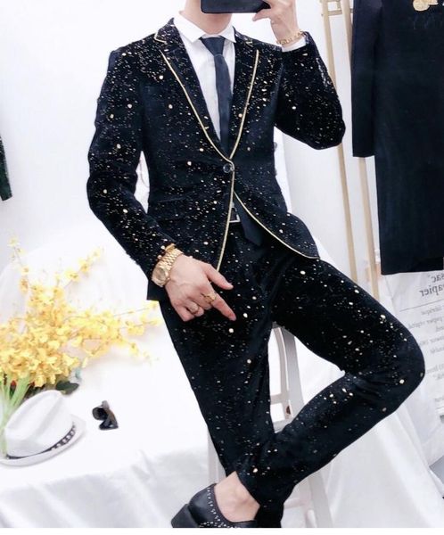 

men's suits & blazers blazer masculino verde men black costumes mens wedding singer man's suit 2021 male evening show hombre, White;black