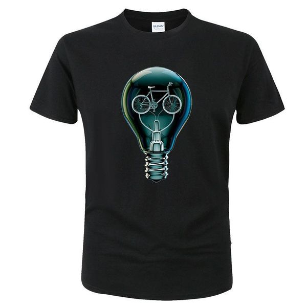 

men's t-shirts 2021 dark bicycle bulb classic print t-shirt men summer cotton short sleeved cool tee harajuku printed t shirt male, White;black