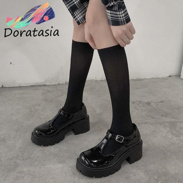 

dress shoes doratasia women thick bottom cosplay buckle strap platform spring autumn pumps fashion lolita, Black