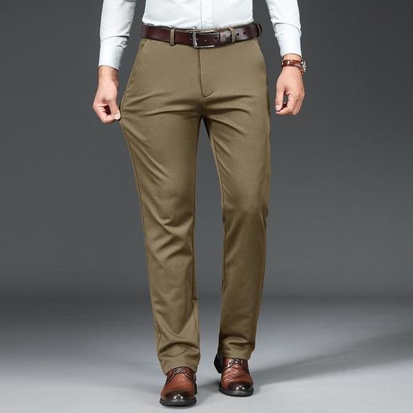 

men's pants big size 28-42 men stretch trousers straight autumn winter casual clothing business formal black khaki 2021