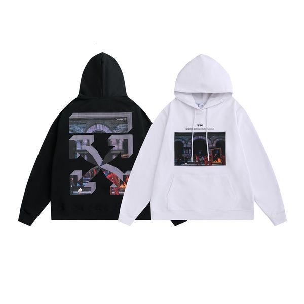 

winter and 2021 new autumn off 3d oil painting arrow hoodie for men women, Black