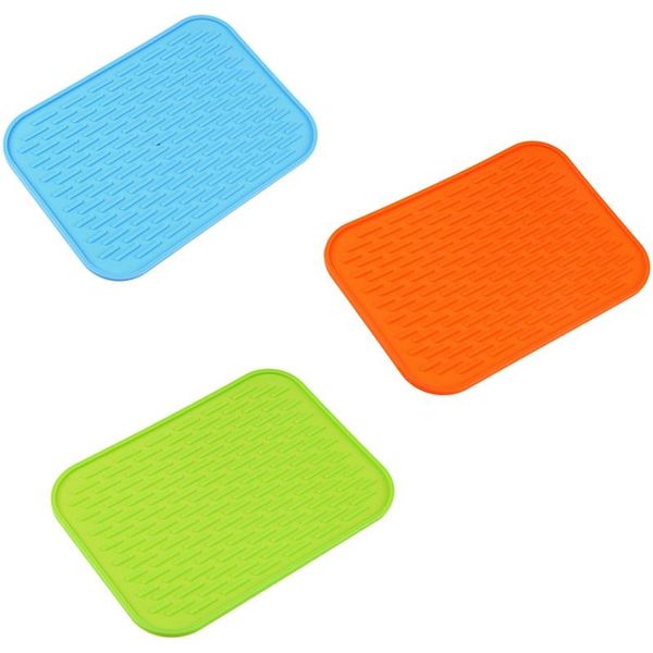

table runner silicone mat non-slip insulation pad can opener kitchen dish drying pot bowl heat resistant placemat 3pcs
