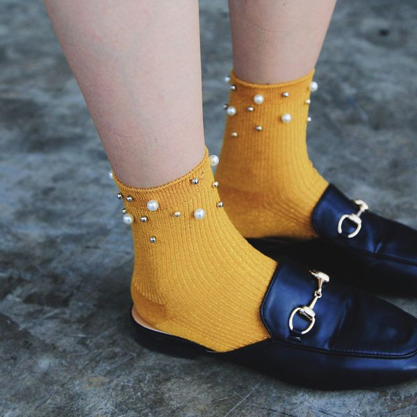 

wang xiaozhen double needle nail bead sier onion fashion versatile medium tube bright silk stockings, Red;black