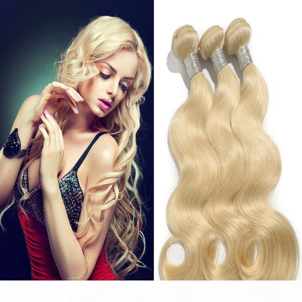 

human hair bundles 3pc blonde brazilian body wave virgin human hair weave, Black