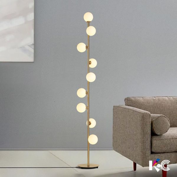 

modern nordic simple glass ball floor lamp with gold base lampadaire