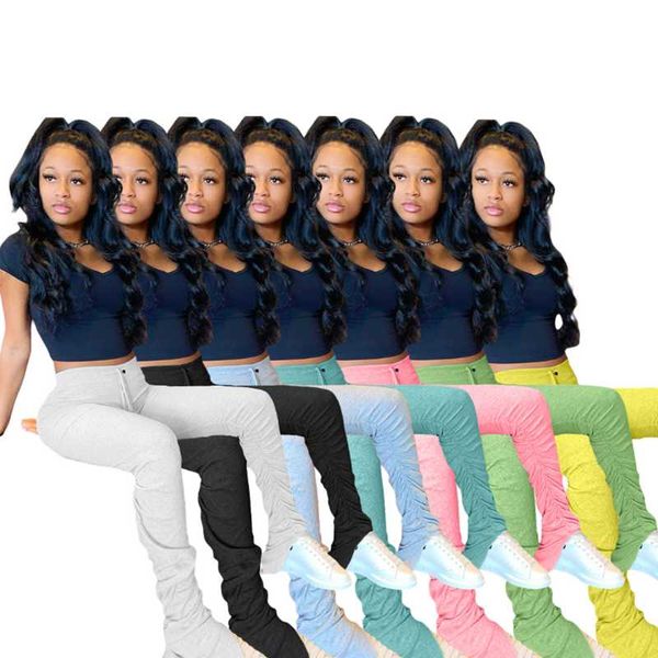 

2021 new arrivals mid waist drape 7 colors girls stacked flare pants, White;red