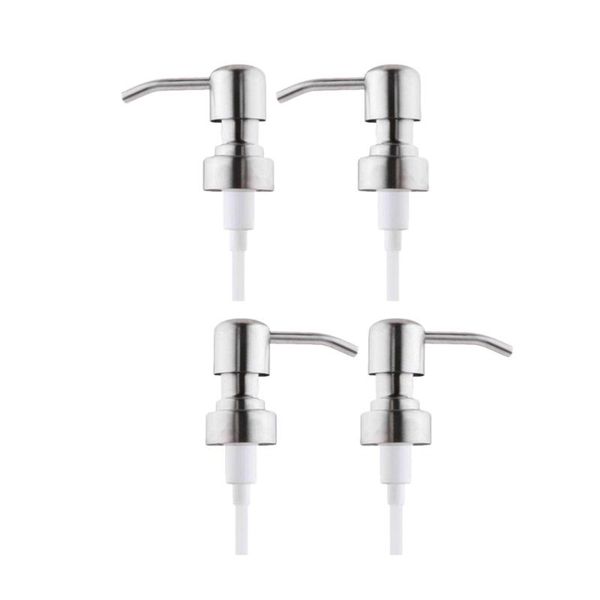 

liquid soap dispenser 4pcs stainless steel lids rust proof lotion emulsion replacement press pump silver