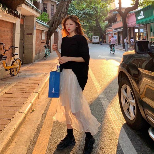 

women's shorts exit mesh autumn winter waist high temper korean style female skirt syyq, White;black