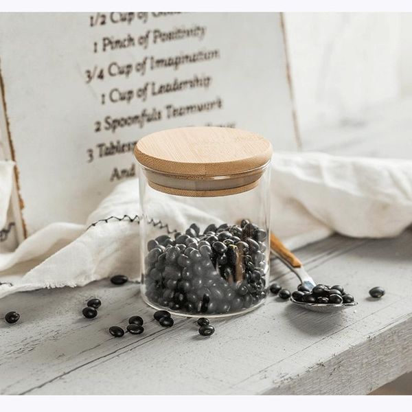 

storage bottles & jars glass sealed jar bamboo cover tea pot medicinal herbs flower dried fruit snack tank kitchen bottle large