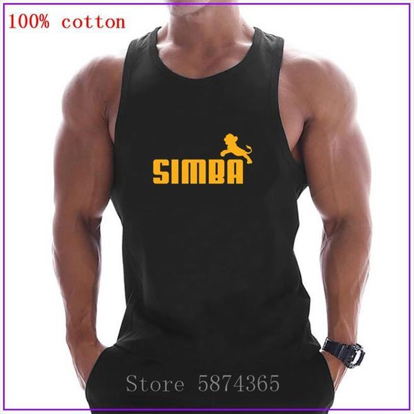 

simba sleeveless cartoon lion king men tank fitness shirt mens singlet bodybuilding workout gym muscle vest, White;black