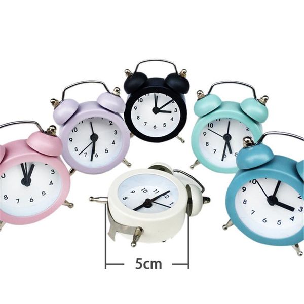 

other clocks & accessories mini alarm clock electronic round number double bell desk table digital quartz home decoration retro portable cut