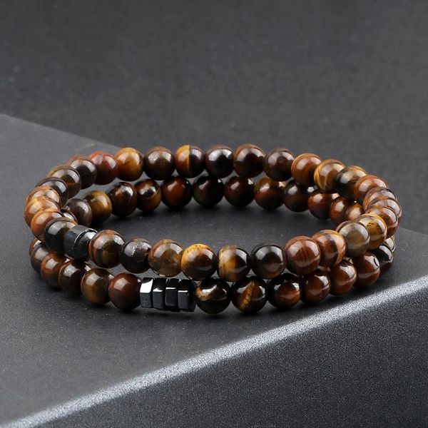 

beaded, strands 2pcs/set couples natural stone bracelet 6mm malachite black matte spacer bangles chain men elastic pulsera jewelry gift frie