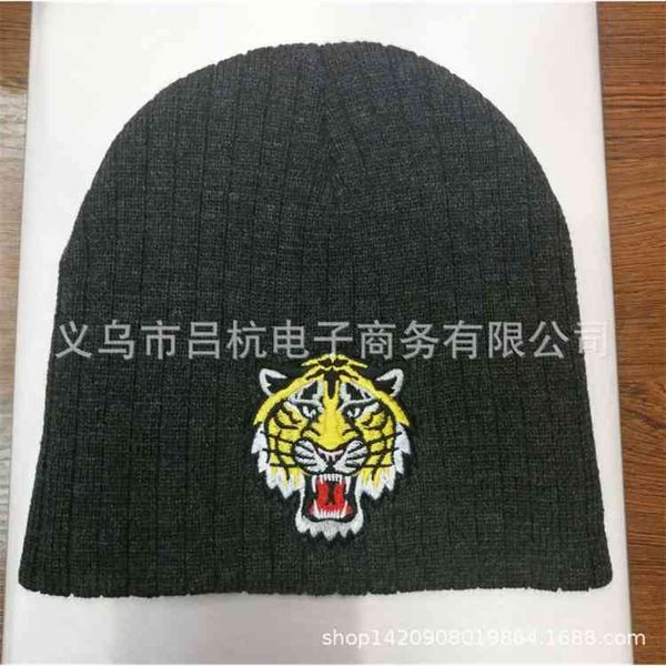 

beanies sale fashion tiger cat bee embroidered knitted ski hat wool warm pullover hat, Blue;gray