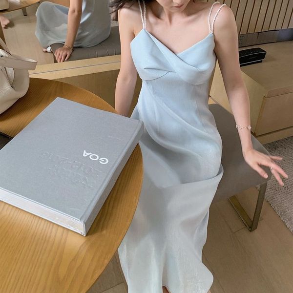 

fashion v neck solid sleeveless summer dress women casual spaghetti strap strapless party dresses femme clothes vestidos, Black;gray