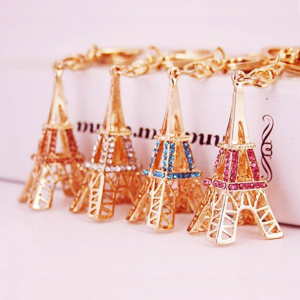 

keychains xdpqq fashion rhinestone tower car keychain female bag accessories metal pendant key chain gift, Silver