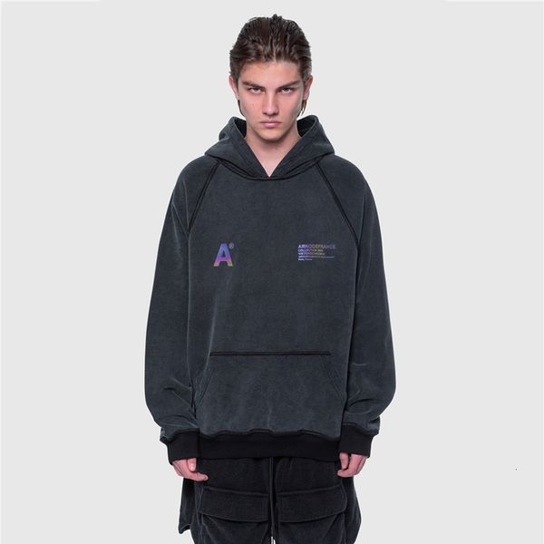 

2021 new inside out washed old hoodie men women 1:1 vintage colorful reflective arnodefrance hoody 2lvt, Black